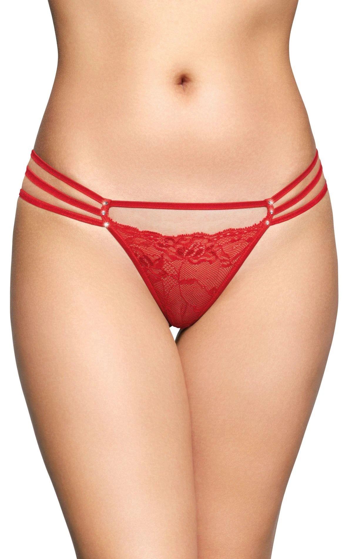 Slip – in pizzo, con fasce, rosso 89-5591249336 | SoftLine Collection
