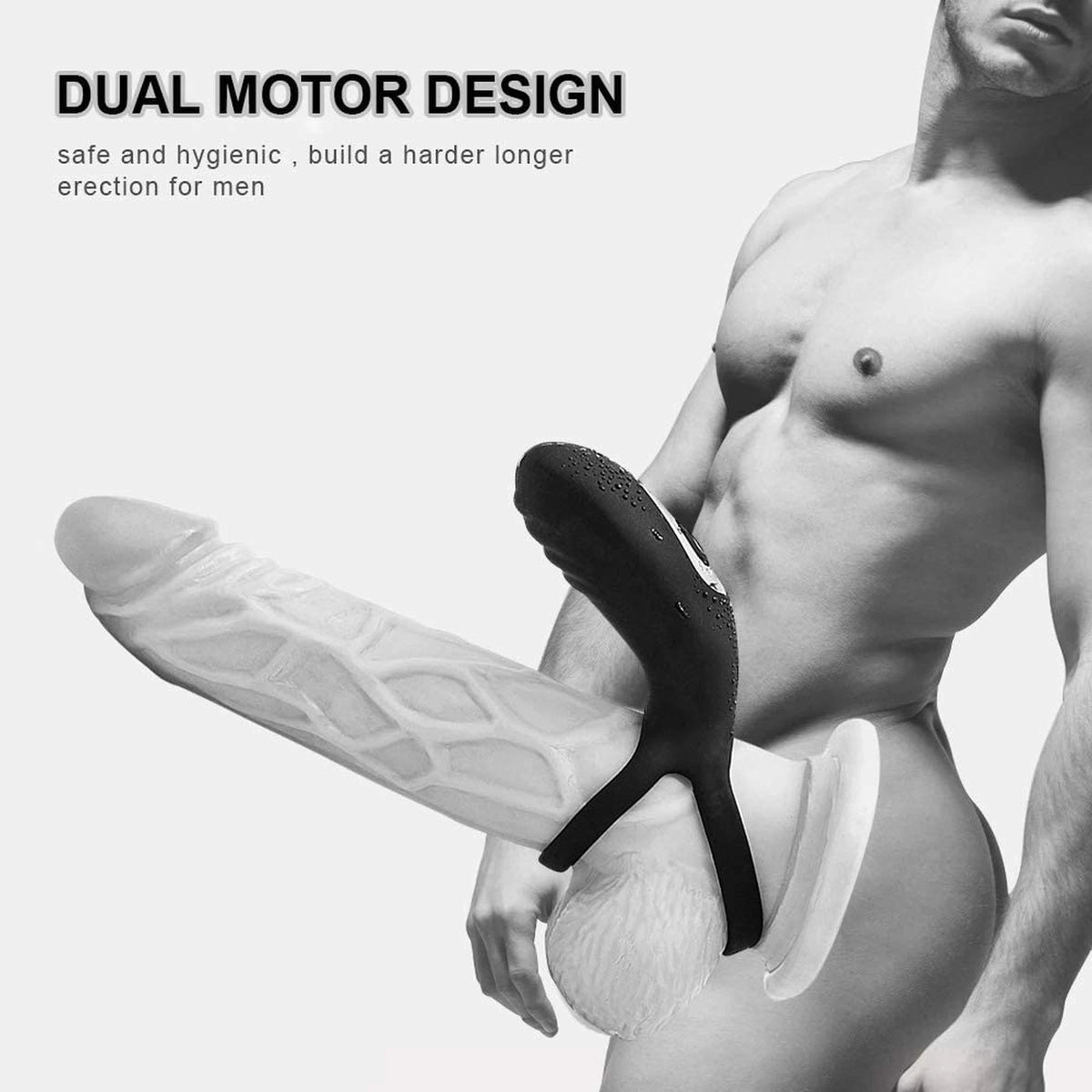 Anillo para el pene AdjustableDouble – con mando a distancia, recargable, negro | Favorites