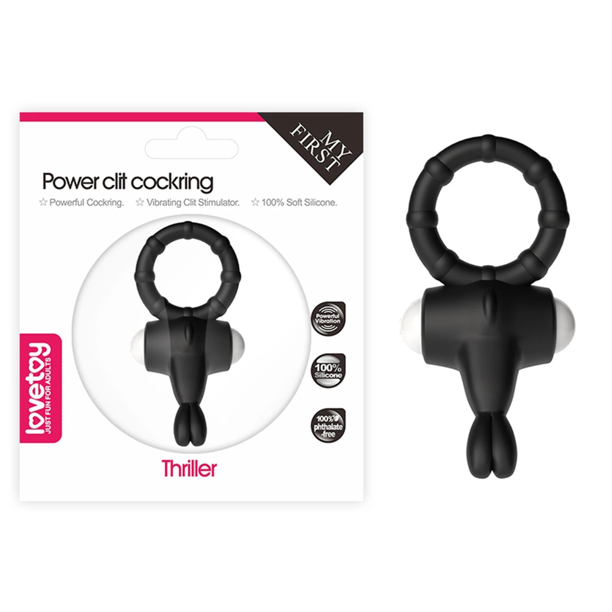 Anneau pénien en silicone Power Clit noir