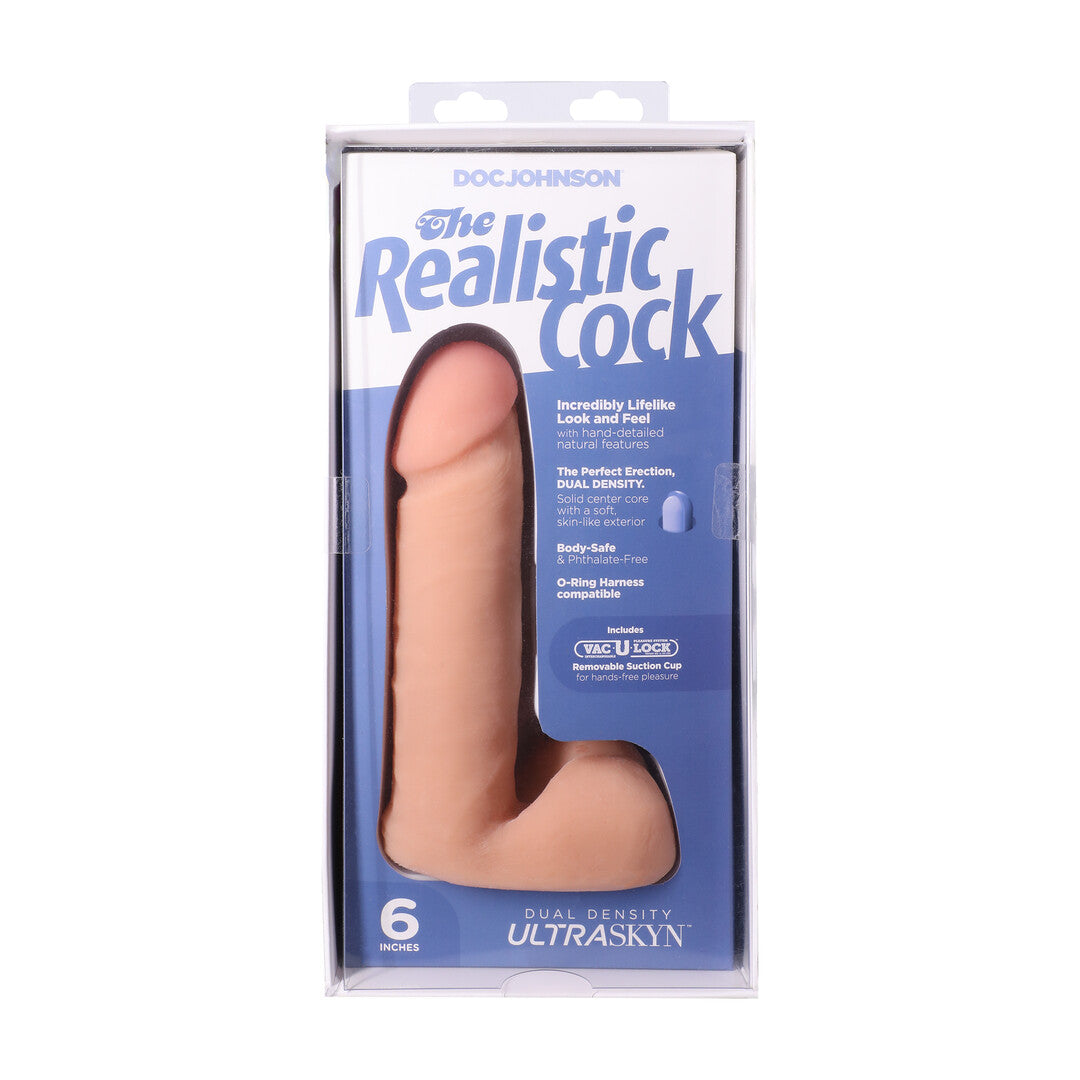 Pénis réaliste avec testicules - Ventouse amovible Vac-U-Lock - ULTRASKYN - 6 po / 16,5 cm - Vanille
