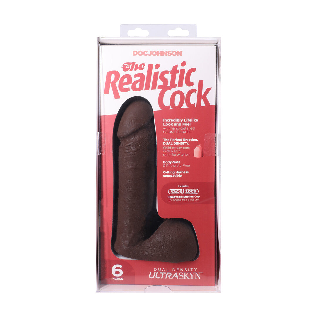 Pénis réaliste avec testicules - Ventouse amovible Vac-U-Lock - ULTRASKYN - 6 / 16,5 cm - Chocolat