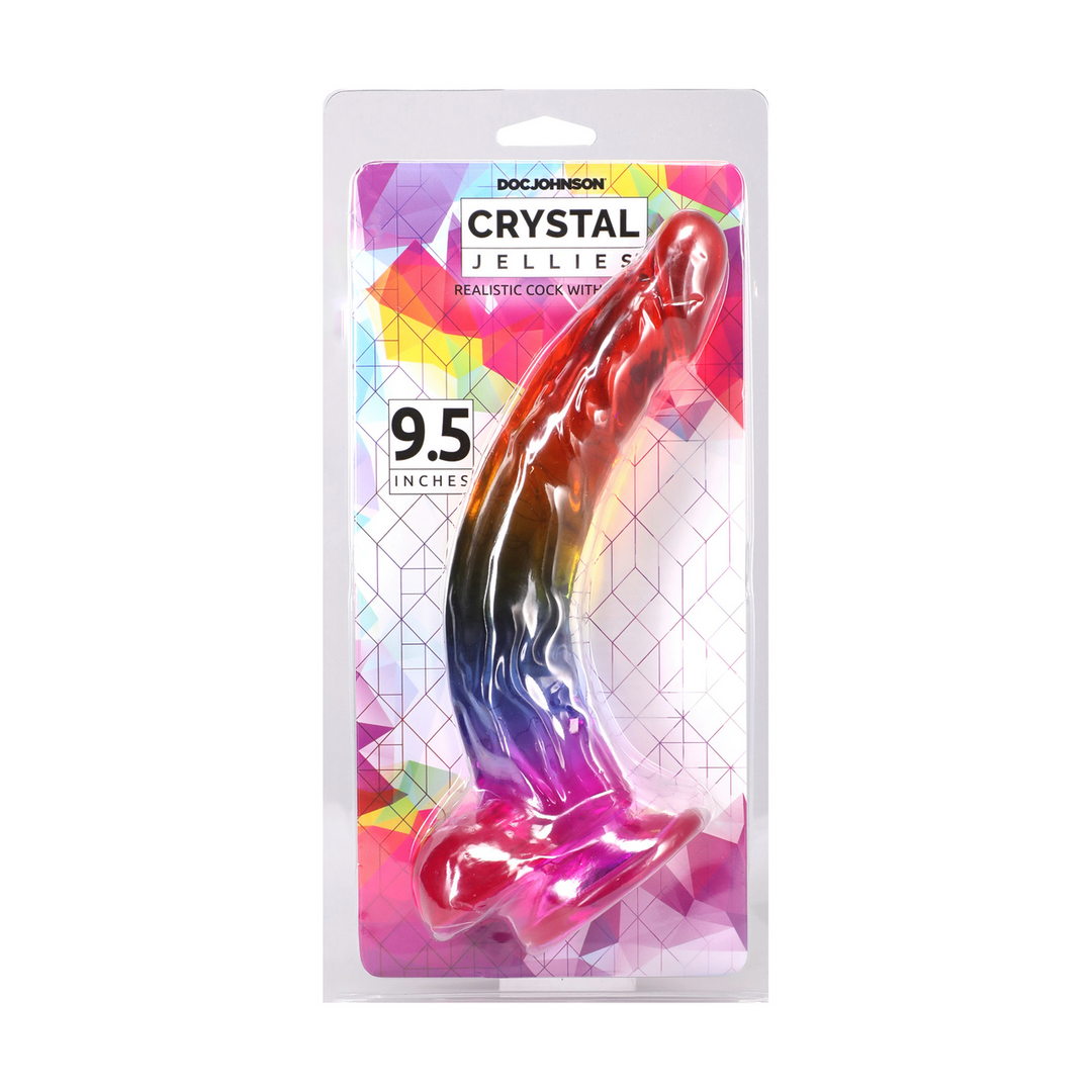 Realistic Cock with Balls - 9.5 / 24,1 cm - Rainbow