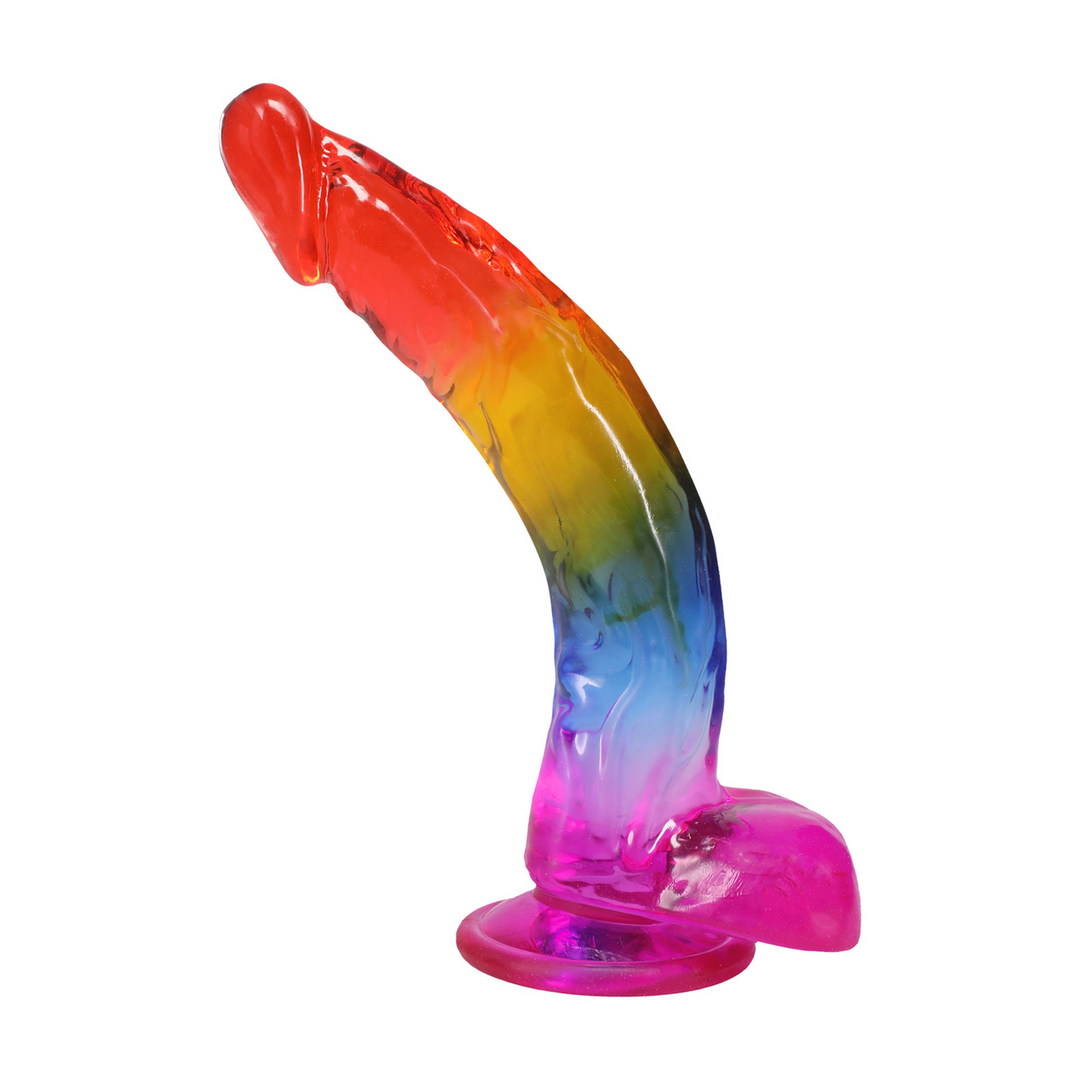 Pénis réaliste avec testicules - 9,5 po / 24,1 cm - Arc-en-ciel