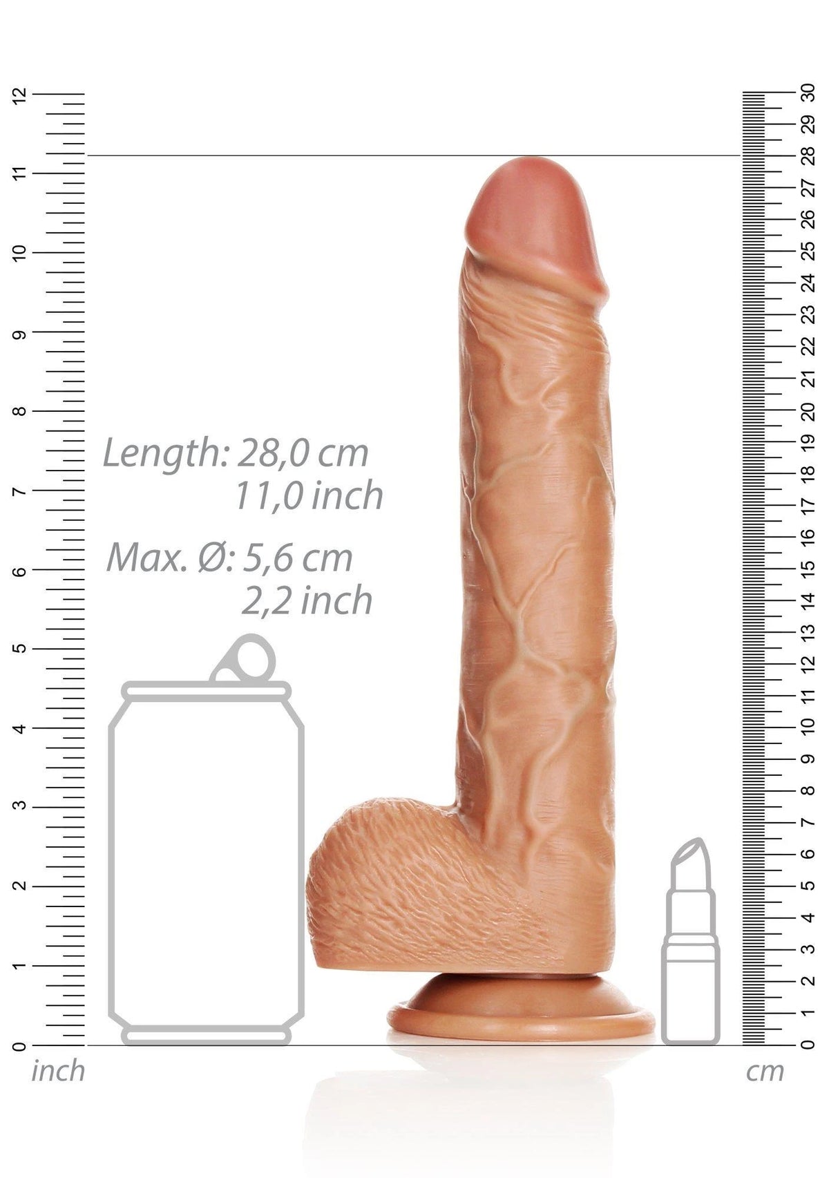 Consolador realista Straight 11.5 cm – con ventosa, tan | RealRock