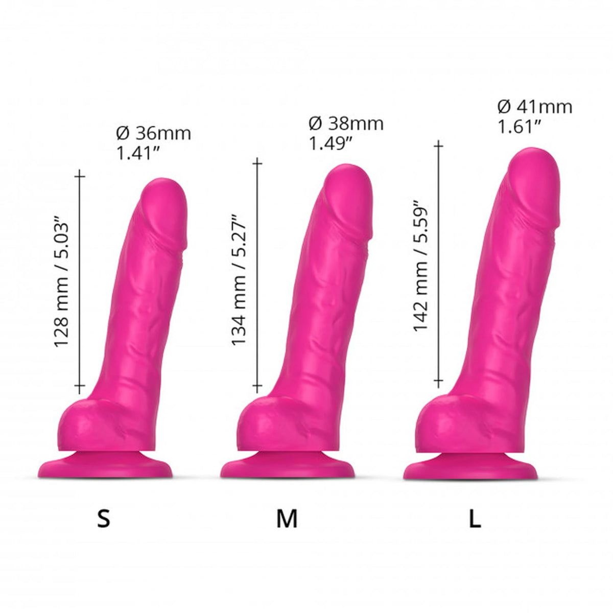 Realistic dildo Fushia – with suction cup, nude | Strap-on-me