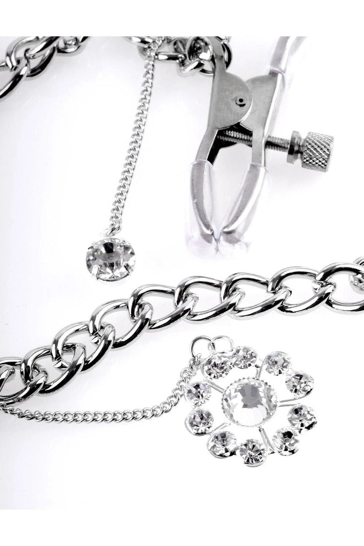 Pinzas para pezones FFS Clamps – con joya, plateada | Fetish Fantasy Series
