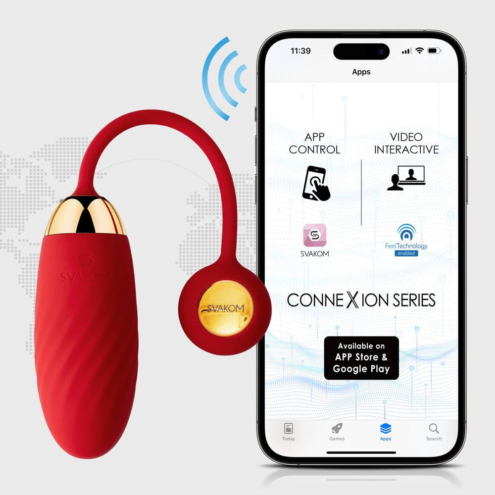 Ovo vibratório Ella Neo 21 cm – controlado por app, vermelho | SVAKOM