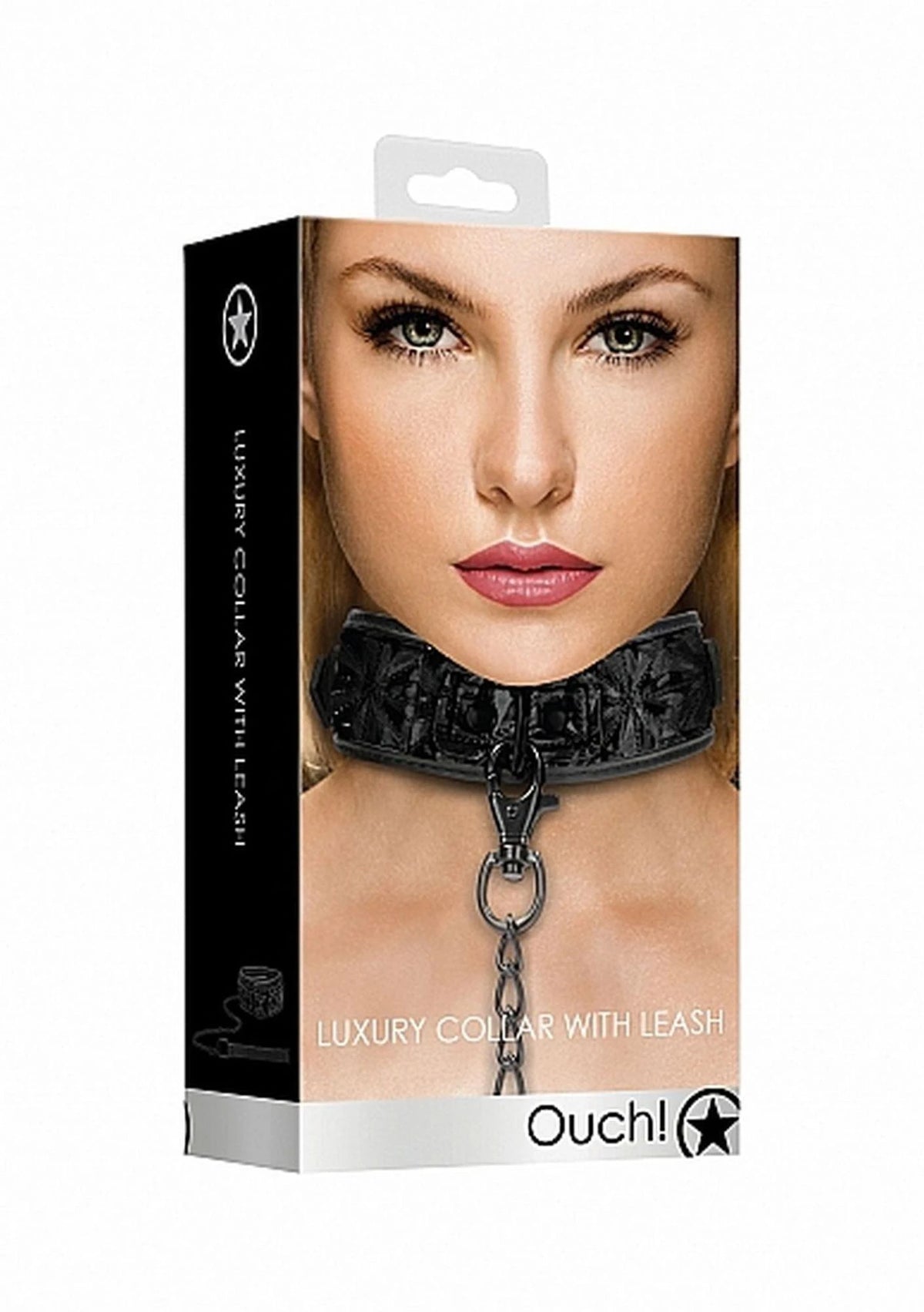 Costrizione bondage Collar with Leash – nera | Ouch!
