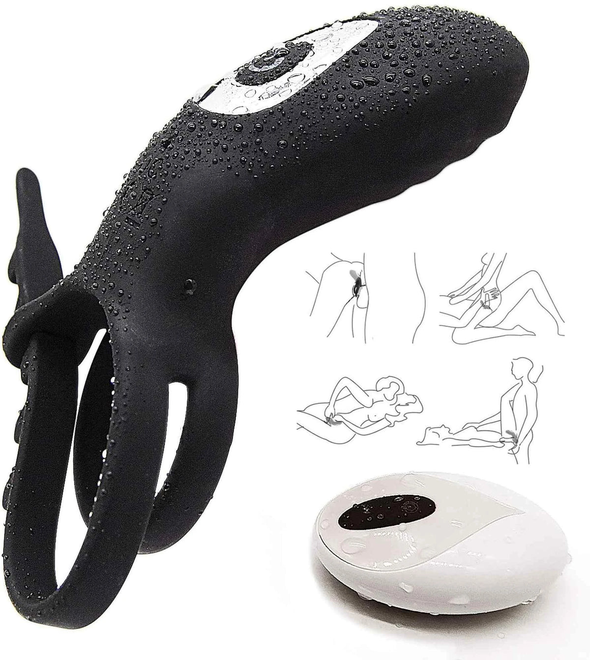Anillo para el pene AdjustableDouble – con mando a distancia, recargable, negro | Favorites