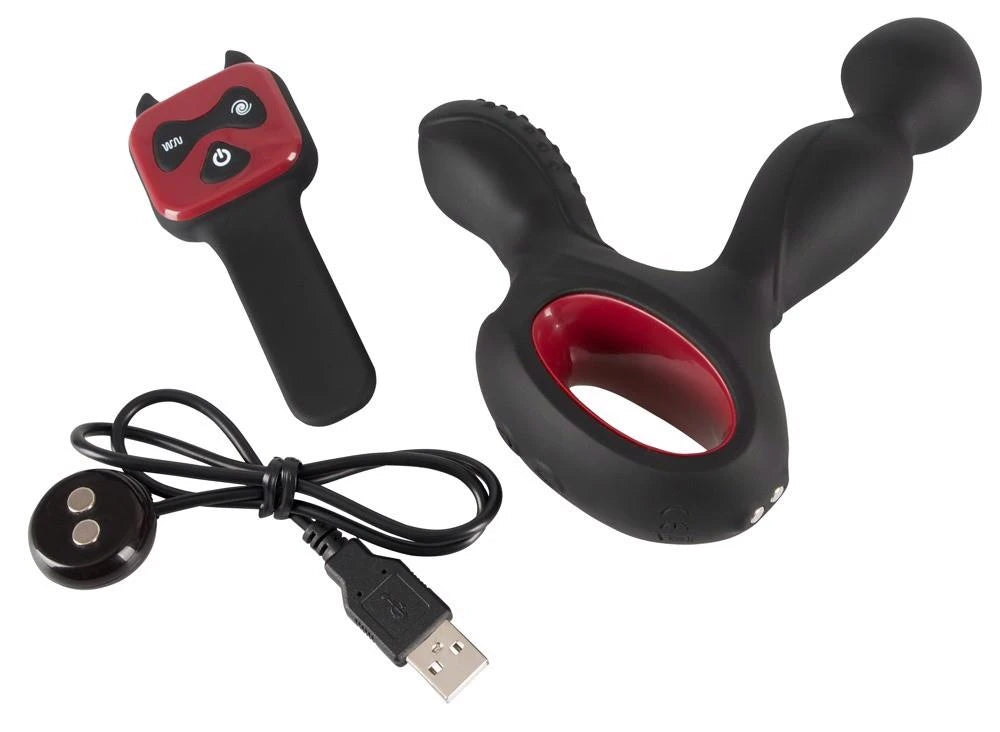 Prostate massager 14.5 cm – remote control, rechargeable, black