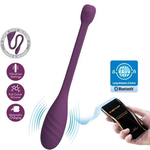 Vibrador especial Leviathan Controlled 12 funciones – control por app, recargable, ciruela | Pretty Love