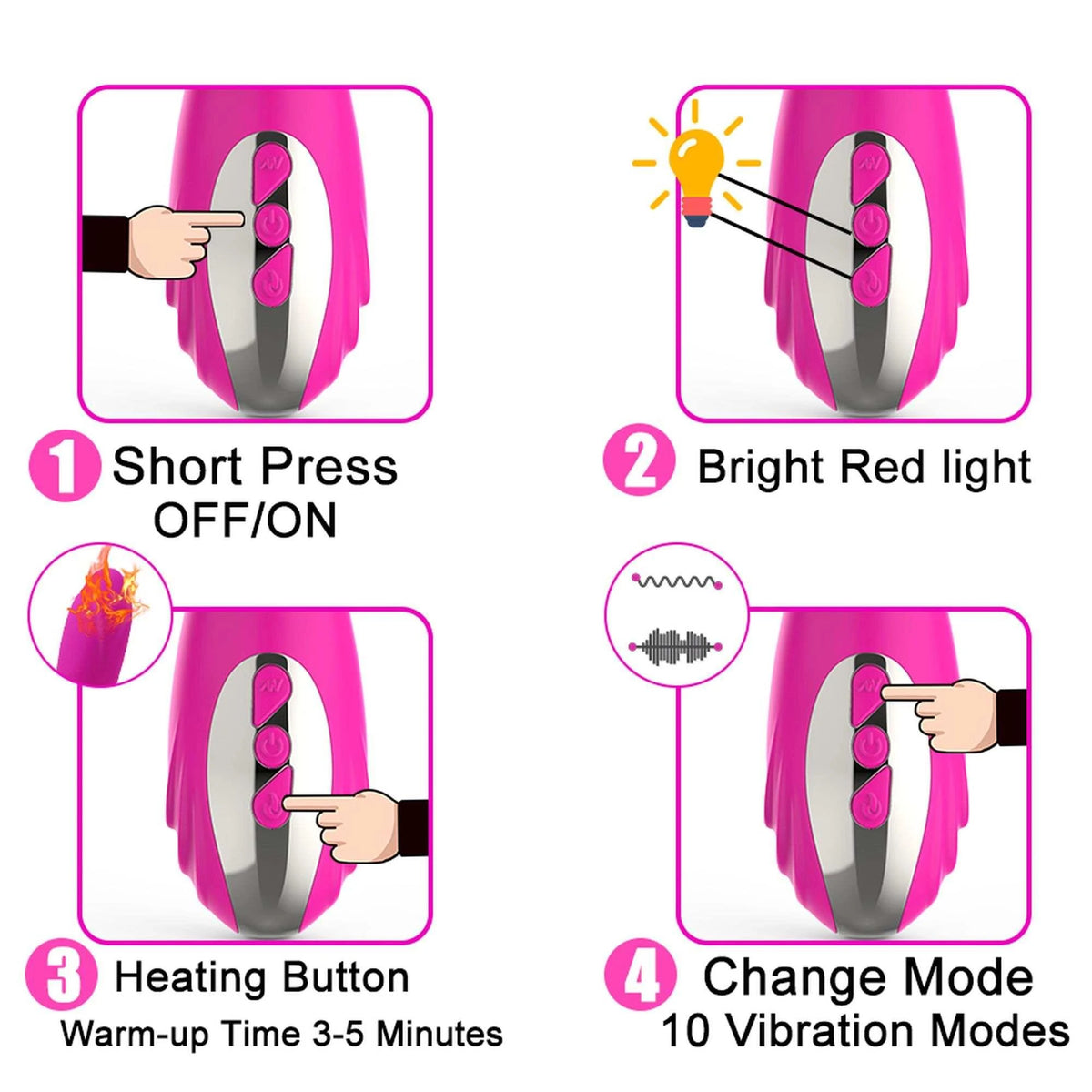 Vibratore rabbit Joker Stick 10 funzioni – ricaricabile, riscaldante, fucsia | Favorites