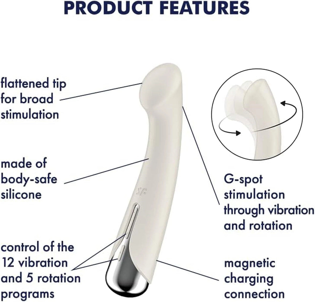 G-Punkt-Vibrator Spinning 16.53 cm – wiederaufladbar, weiß | Satisfyer