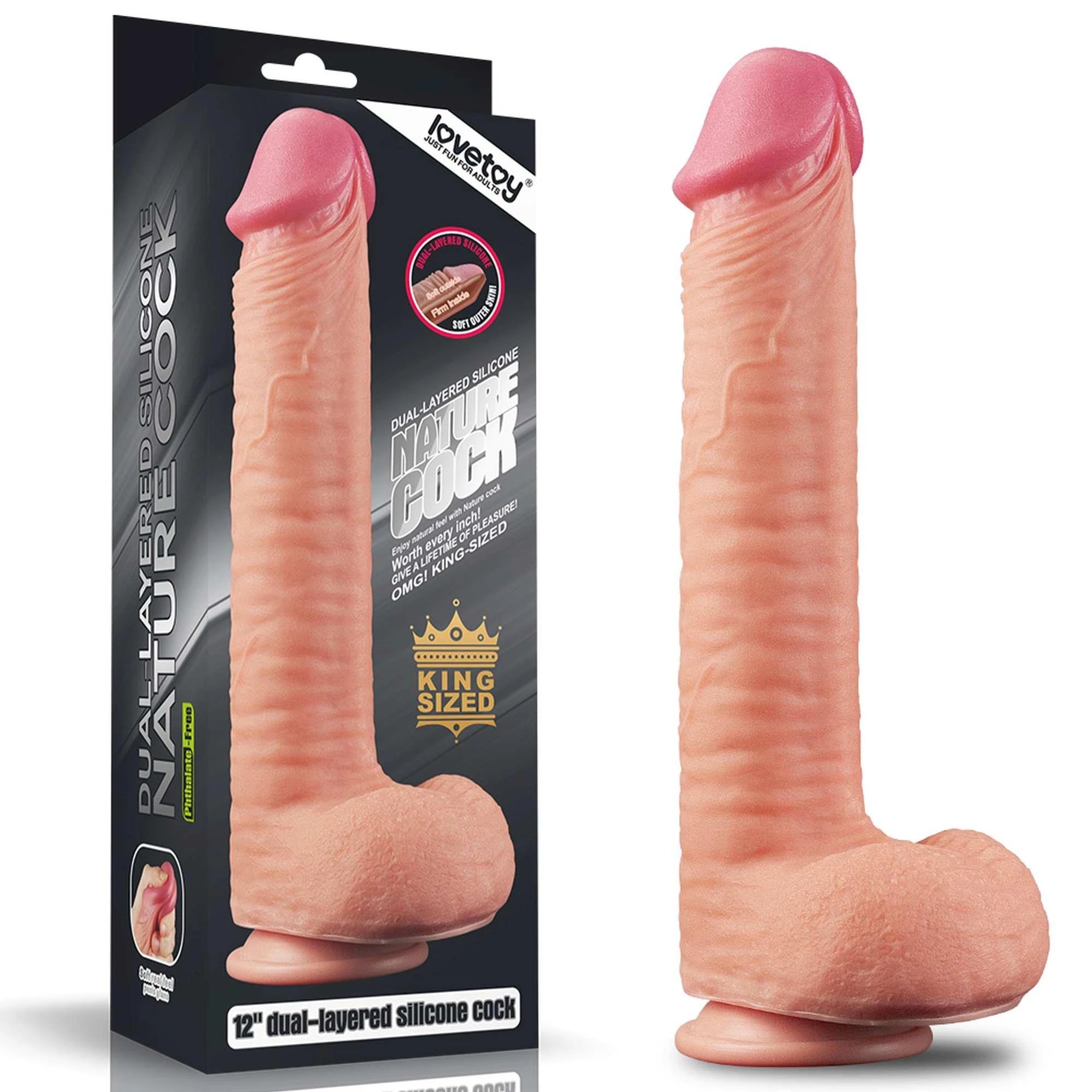 12″ Dual Layered Platinum Silicone Cock