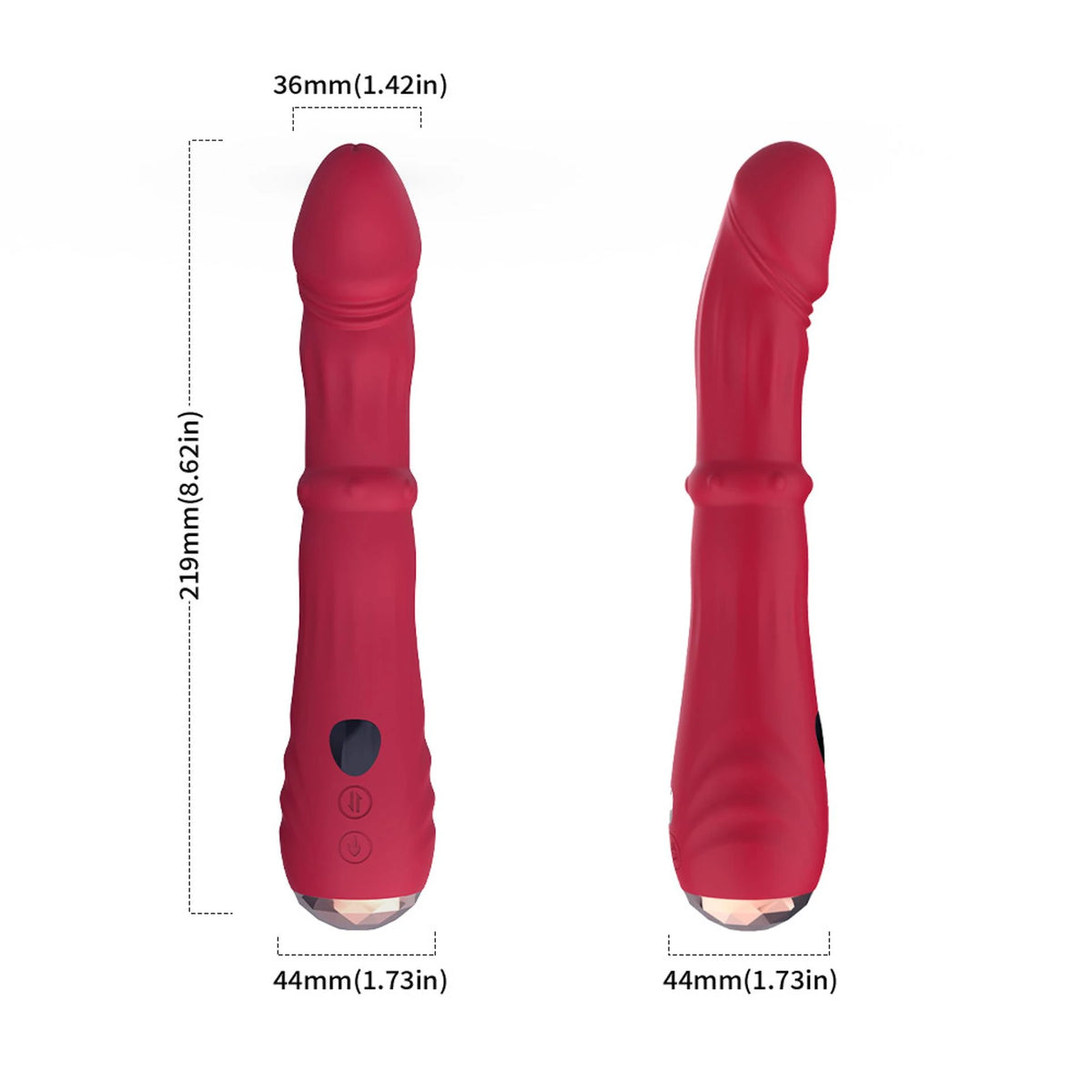 Realisztikus vibrátor Jackal 9 funkció – újratölthető, piros | Favorites
