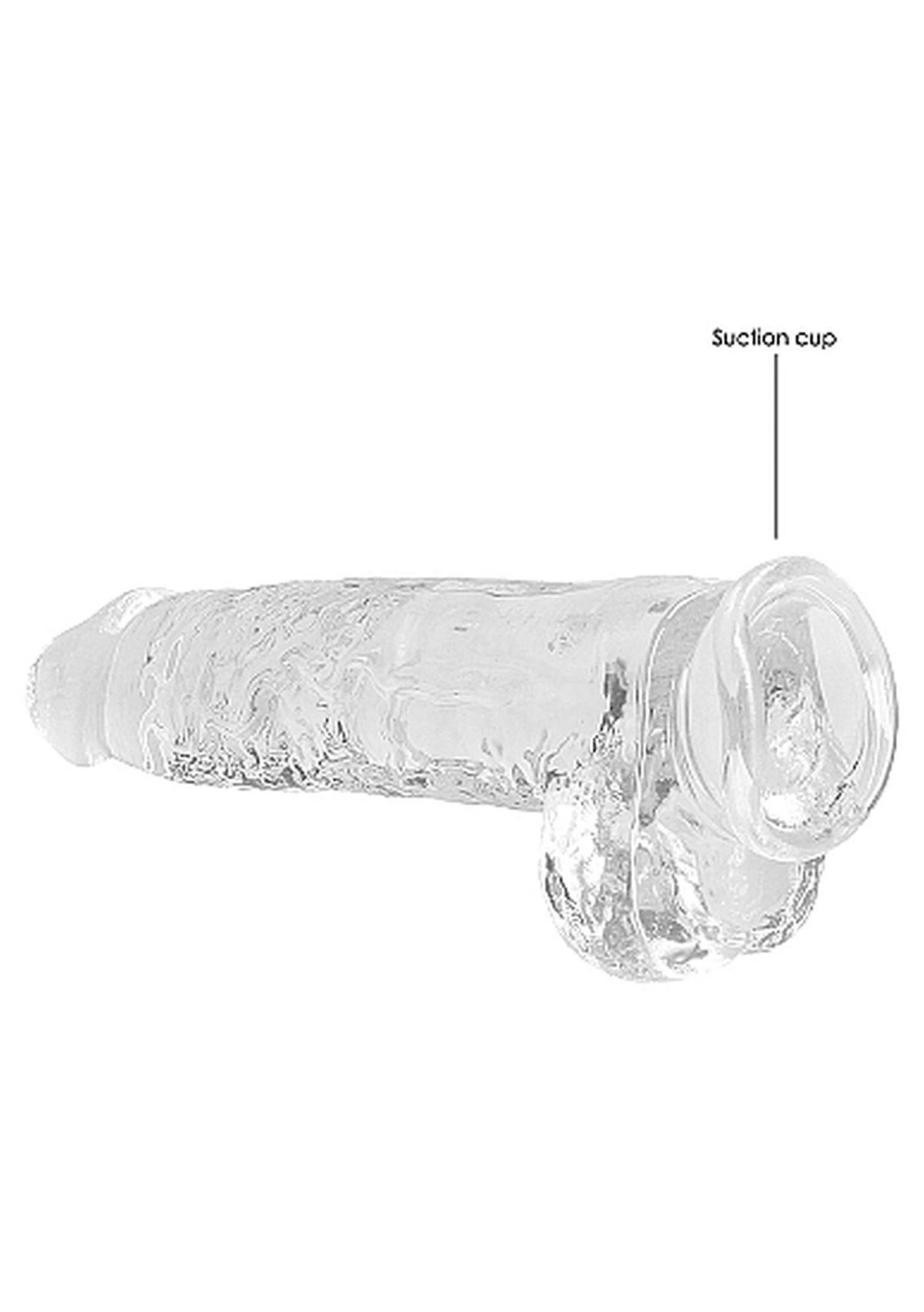 Realistic dildo 9″ 25 cm – with suction cup, clear | RealRock