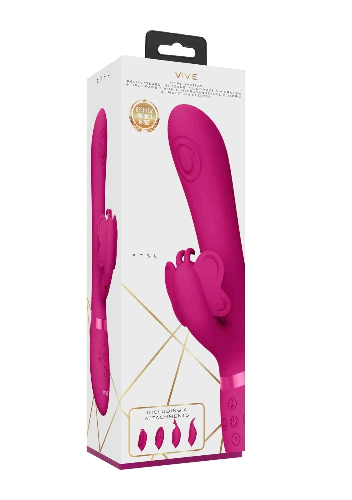 Vibratore rabbit Etsu Pulse Wave 10 funzioni – rosa | VIVE