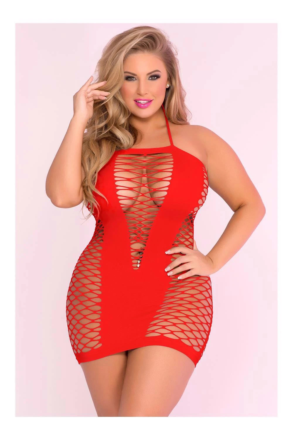 Vestido Plunge – tamanhos grandes, vermelho | Pink Lipstick Lingerie