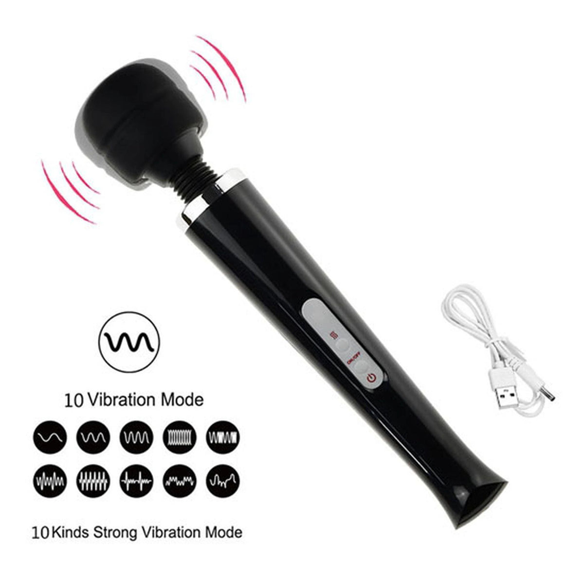Masajeador wand Magic 10 funciones – recargable, morado | Favorites