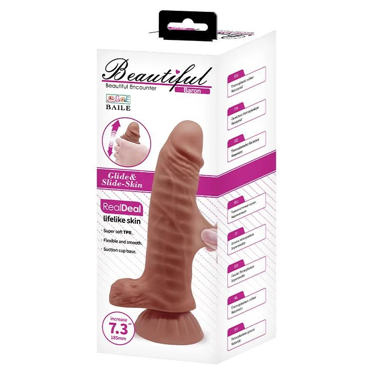 Dildo realistico Baron – con ventosa, impermeabile, marrone | Baile