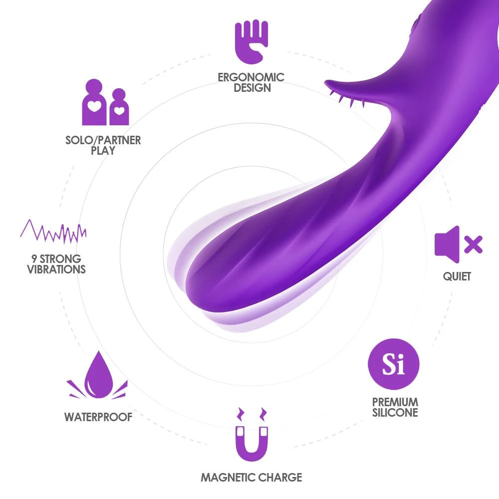 Vibromasseur rabbit Romance 9 fonctions – rechargeable, violet | Favorites