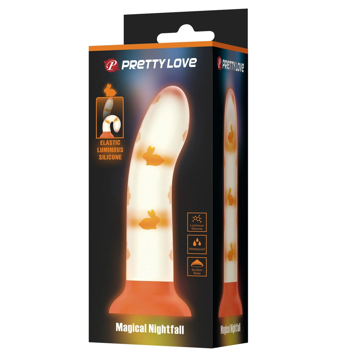Realistic vibrator Magical Nightfall Luminous base – with suction cup, glow in the dark, clear | Pretty Love