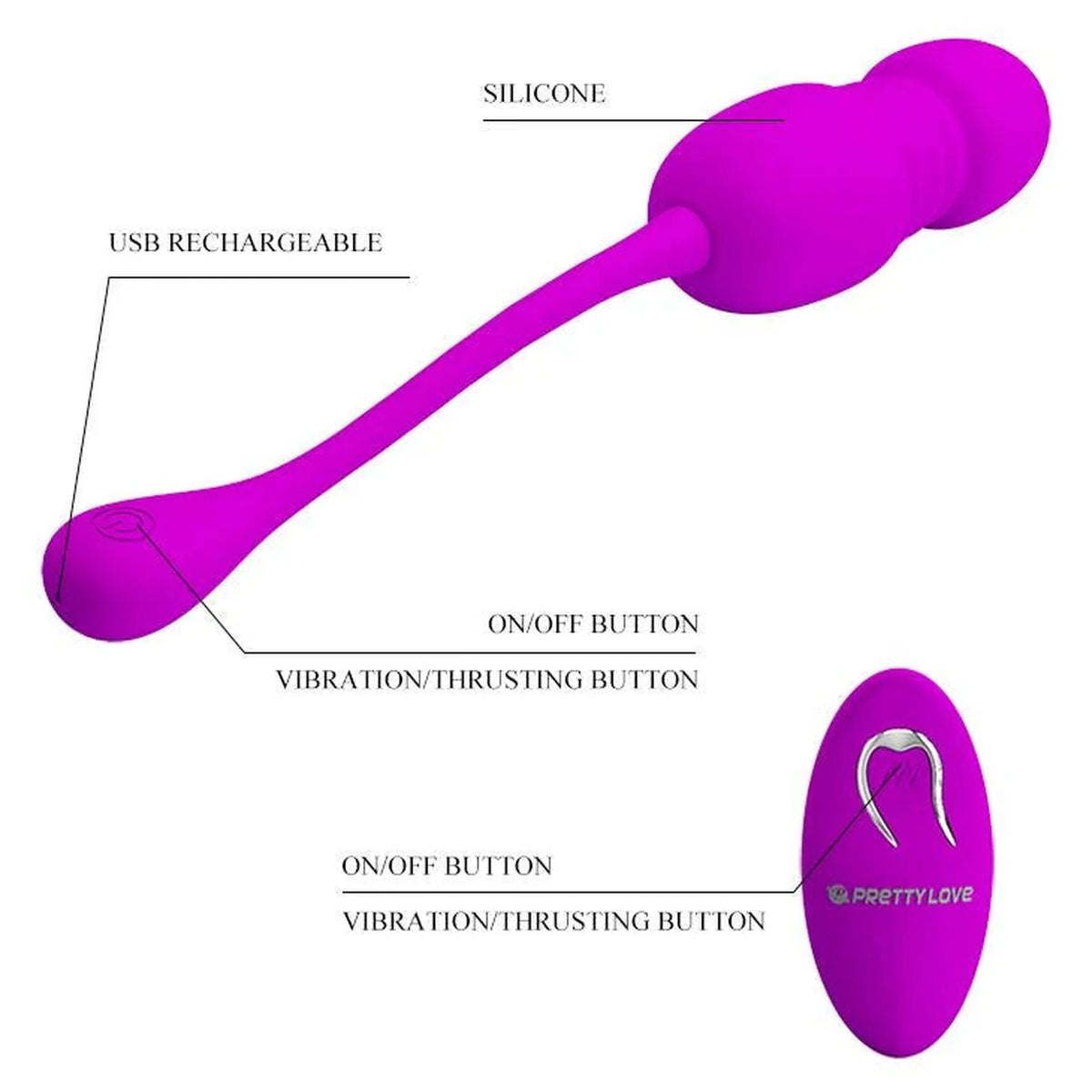 Huevo vibrador Callieri 12 Memory 12 funciones – con mando a distancia, morado | Pretty Love