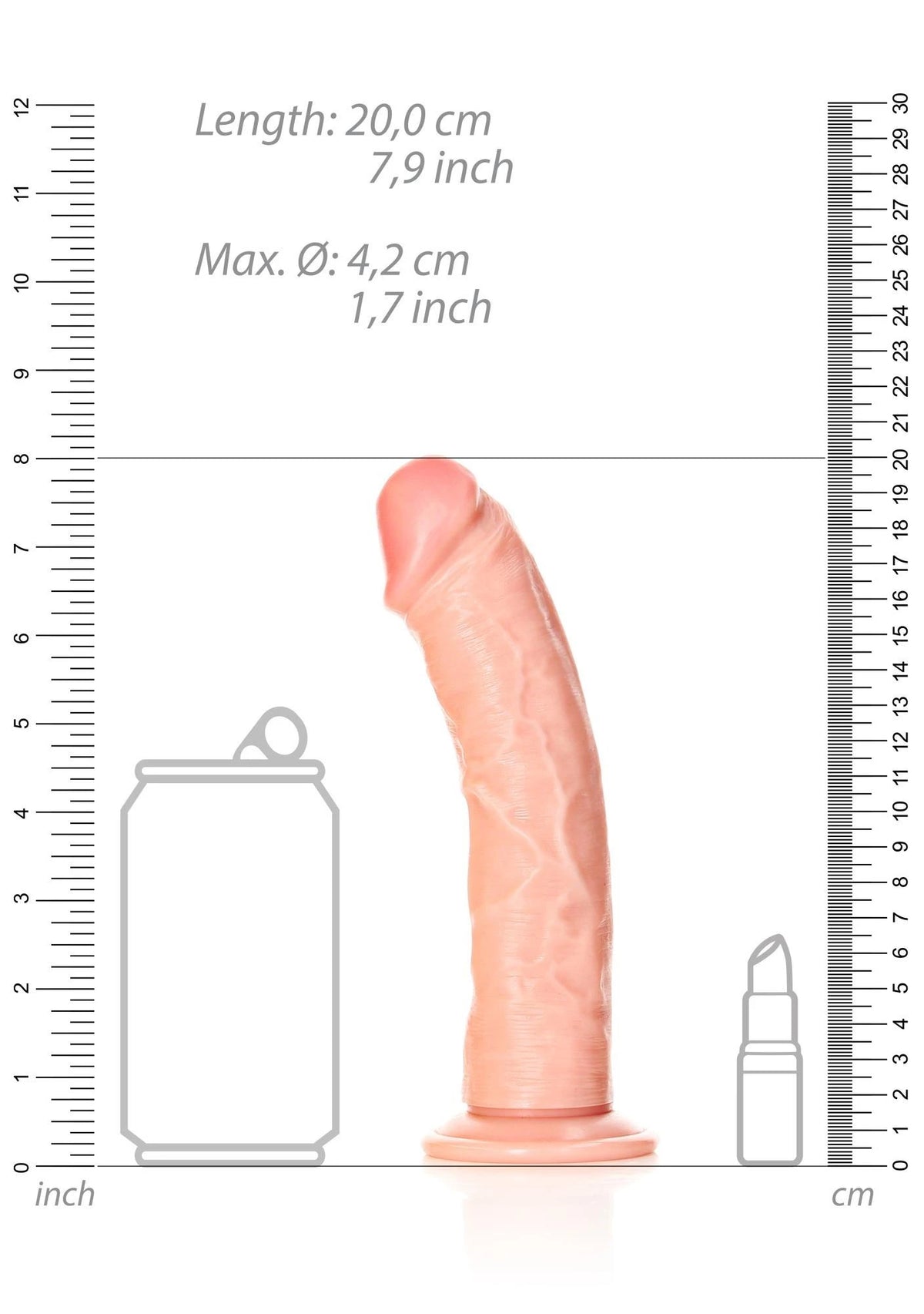 Realisztikus dildó Curved 7″″ – tapadókorongos, testszínű | RealRock