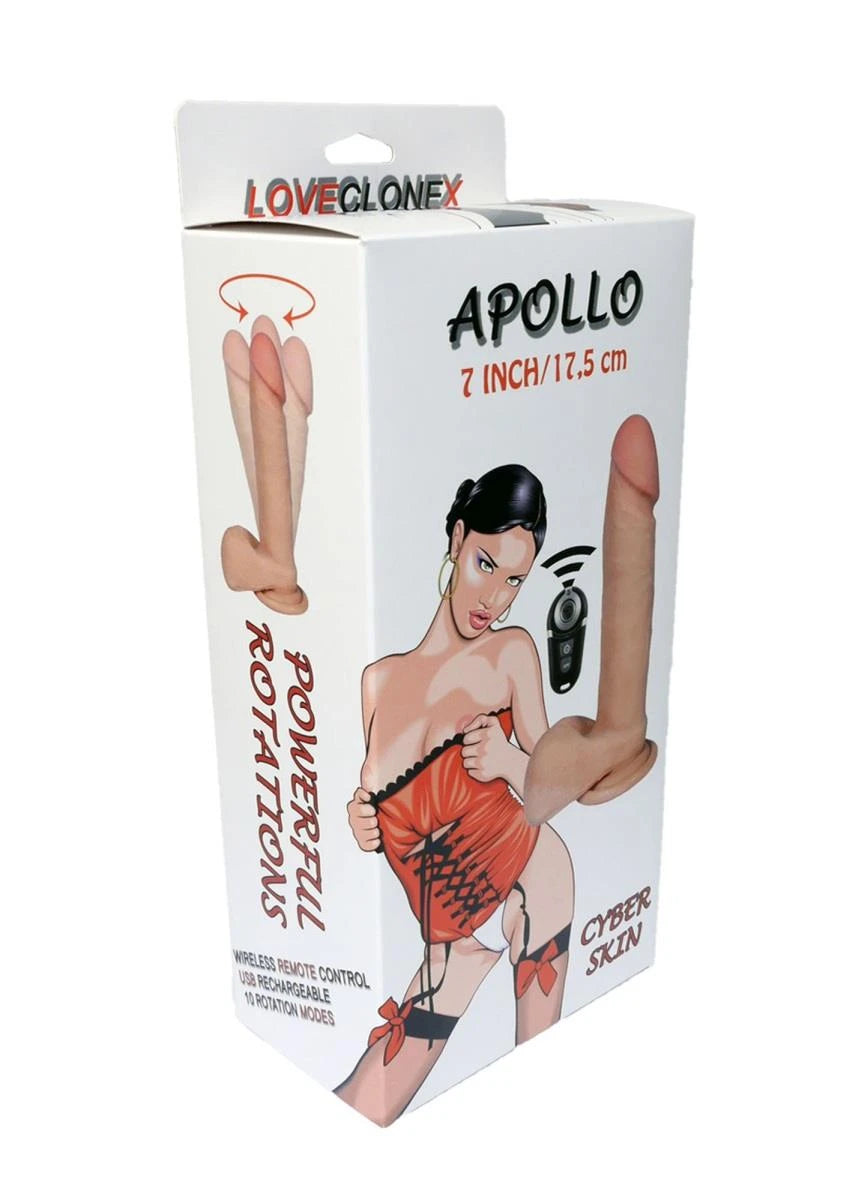 Realisztikus vibrátor Apollo Loveclonex 7″″-rotation 20 cm – távirányítós, újratölthető, testszínű | Favorites