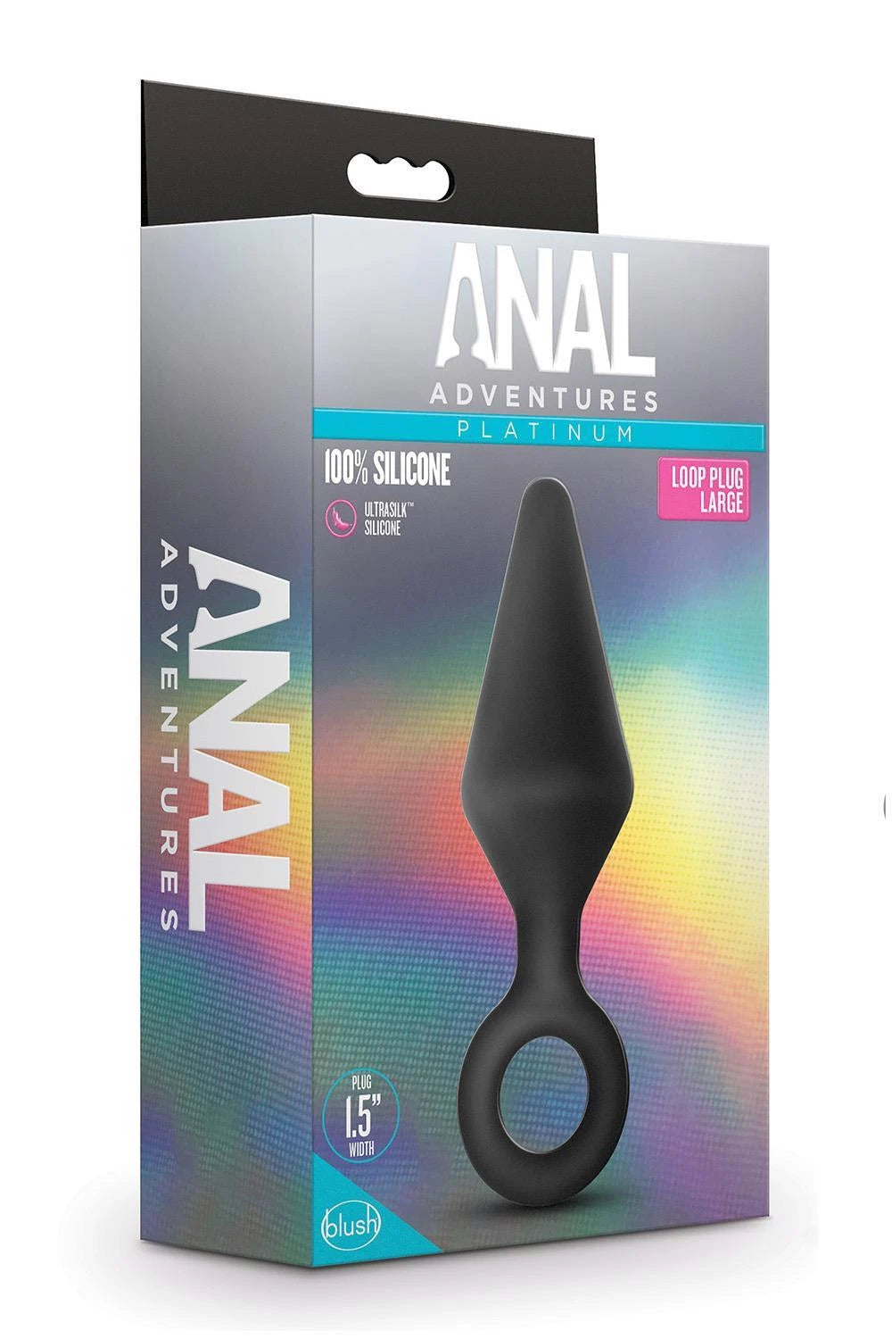 PLUG ANALE EN SILICONE PLATINE BOUCLÉ GRAND NOIR