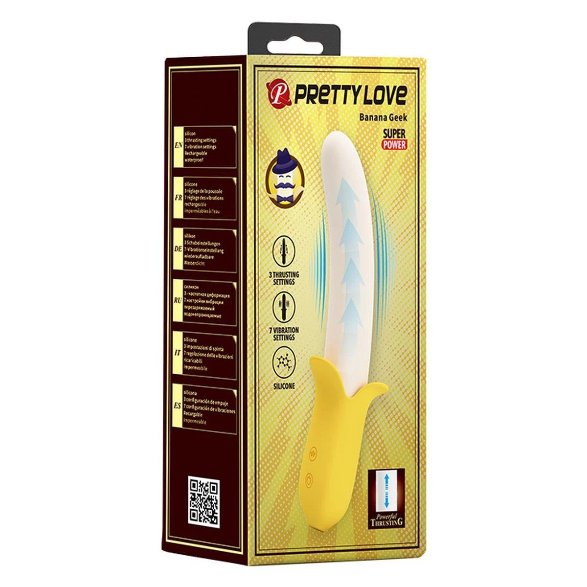 Vibromasseur classique Banana Greek 3 7 fonctions – rechargeable, à va-et-vient, blanc | Pretty Love