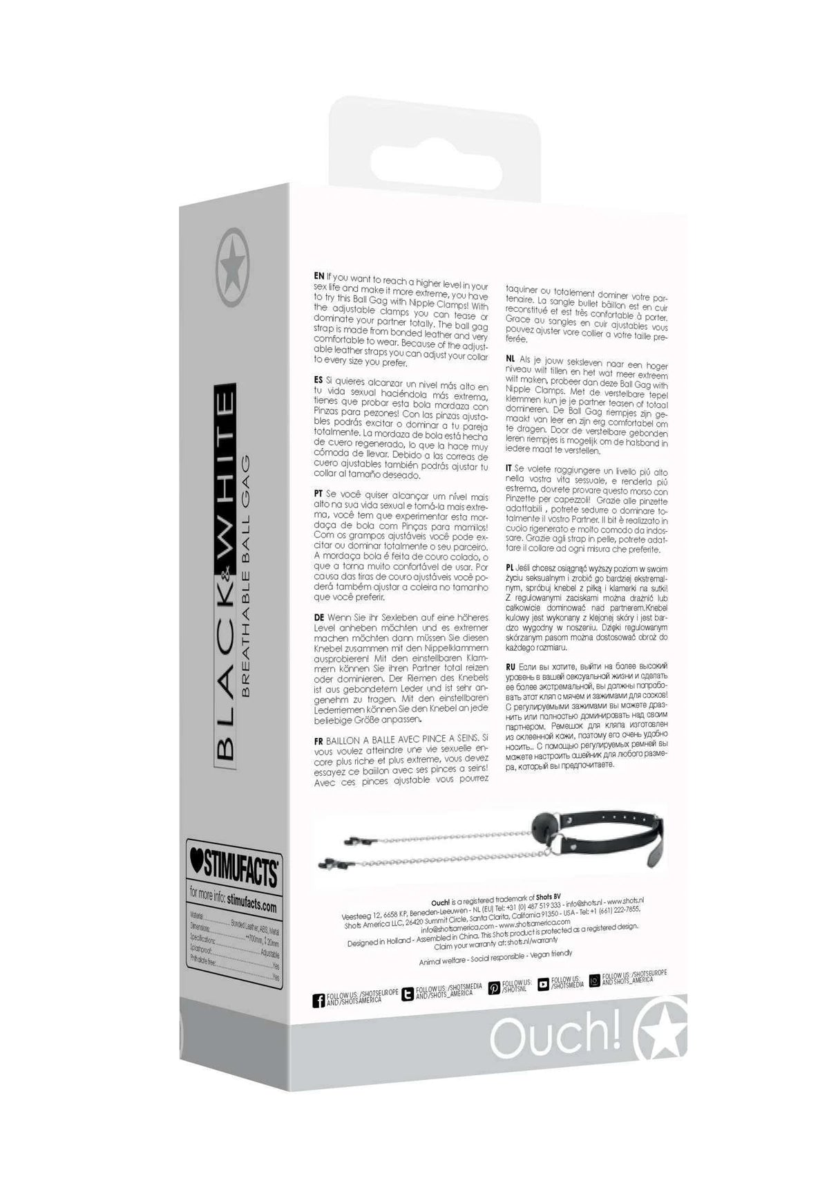 Bâillon Breathable Clamps – noir | Ouch!