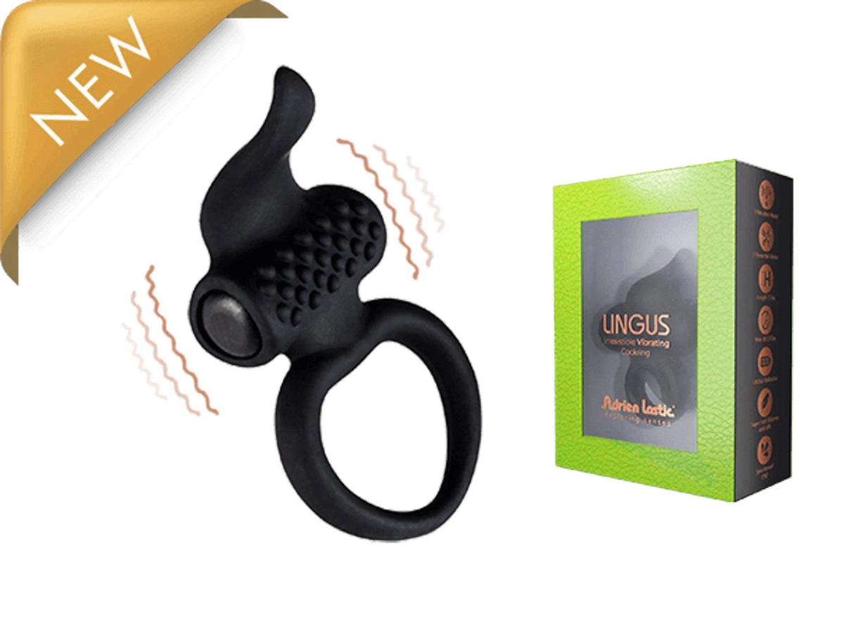 Anello fallico Pierścień-AD.Lingus – vibrante, nero | Adrien Lastic
