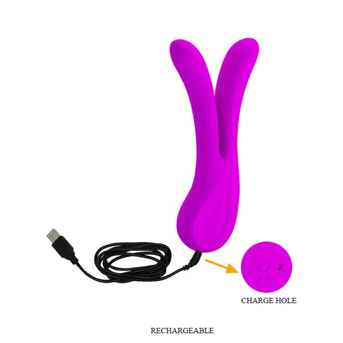 Rabbit vibrátor Magic 7 funkció – újratölthető, dupla, lila | Pretty Love