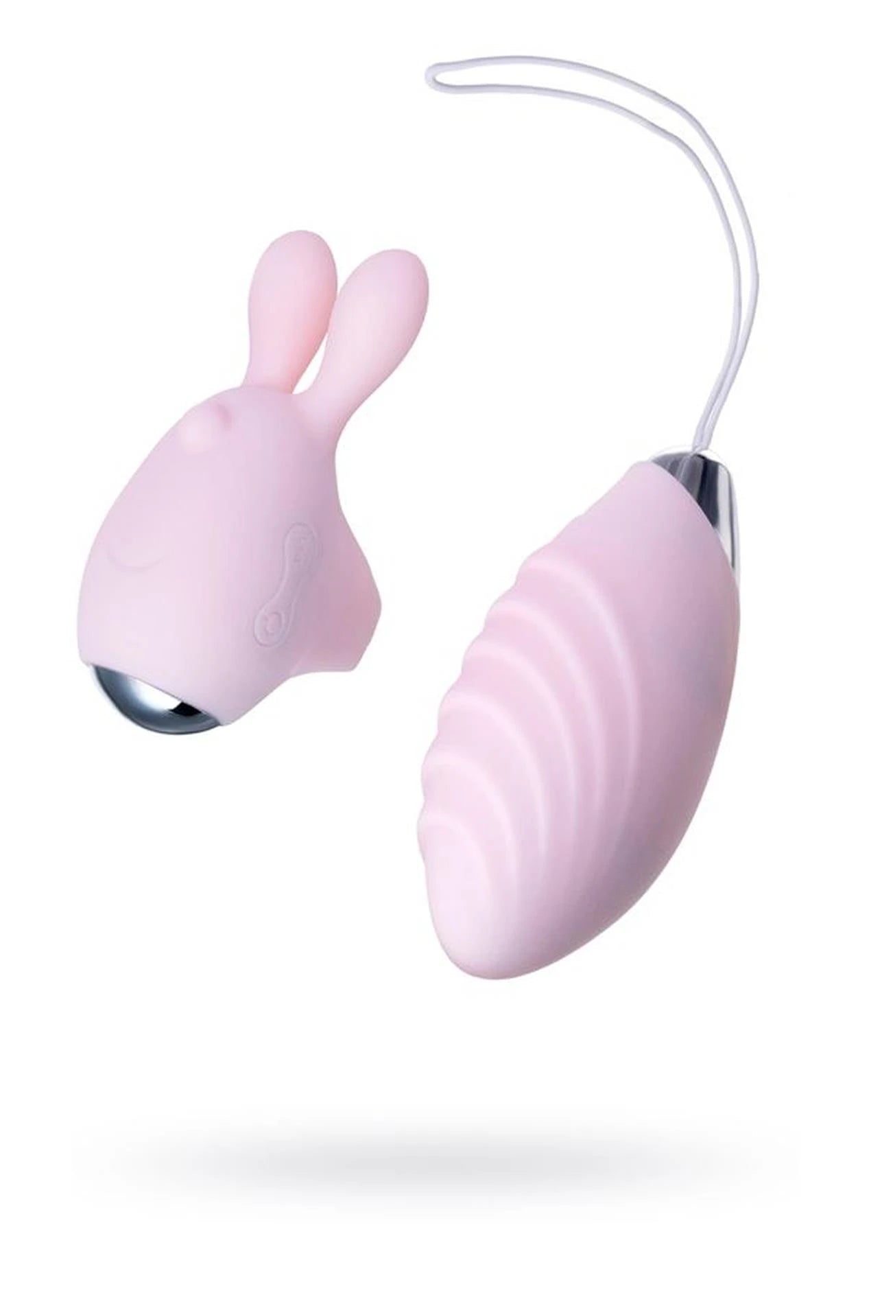 JOS VITA œuf vibrant à doigt et accessoire vibrant, silicone, rose poudré, 8,5 et 8 cm