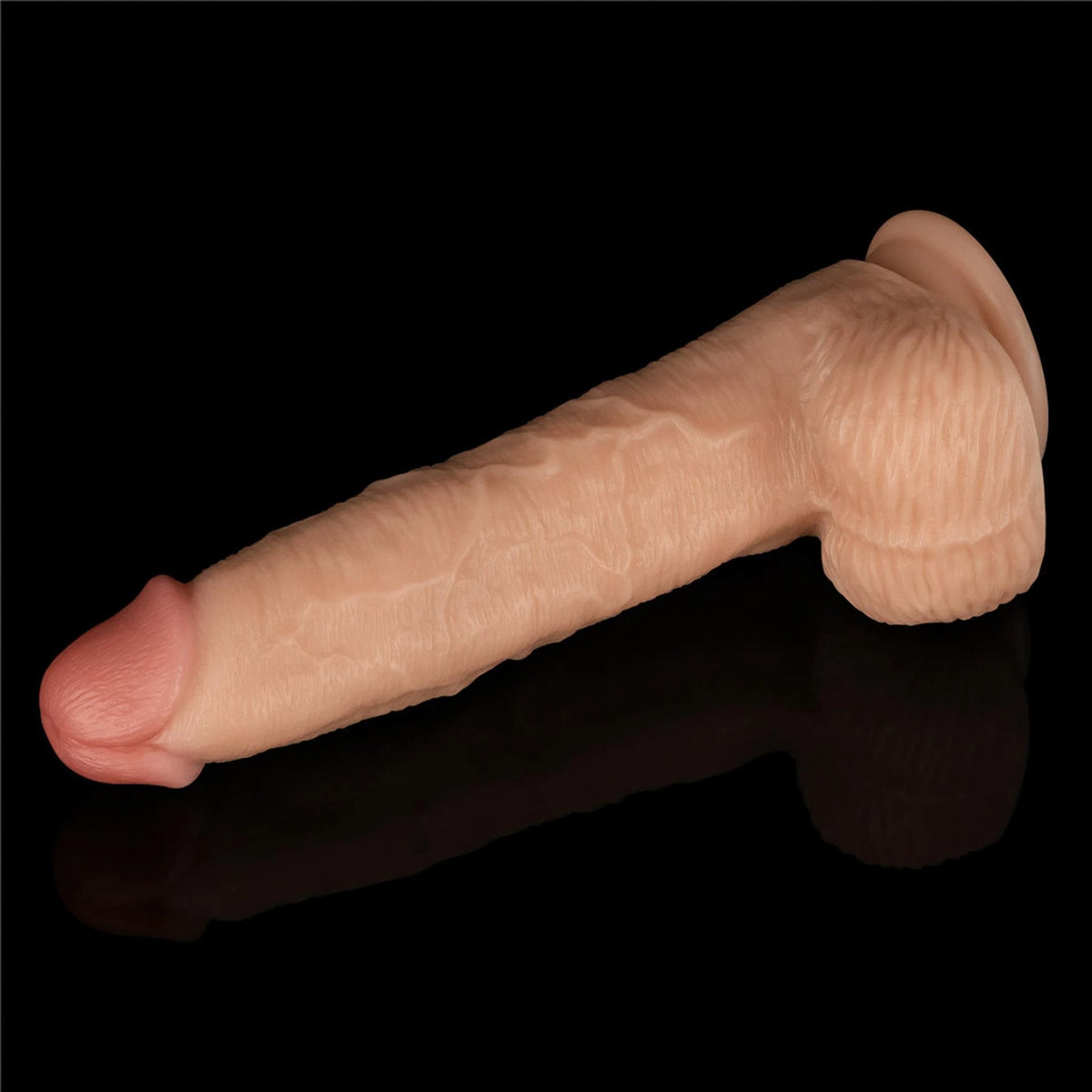 Realistic vibrator Basics 10 functions – with suction cup, nude 23.6 cm | Lovetoy