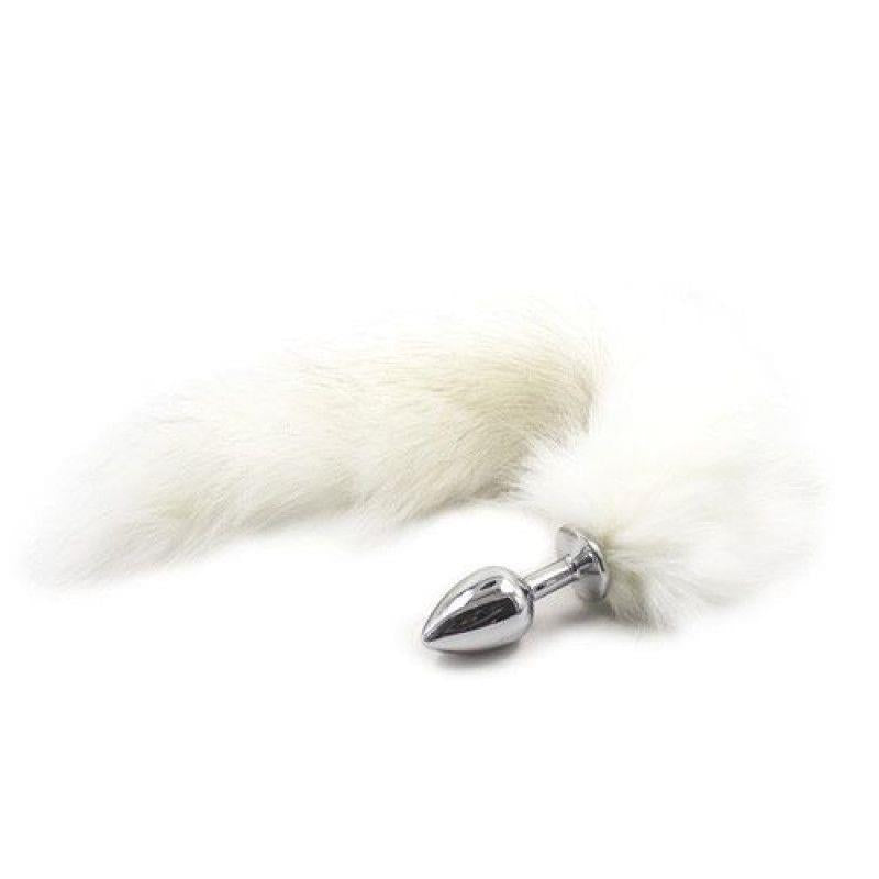 Plug anal avec queue de renard longue, blanc