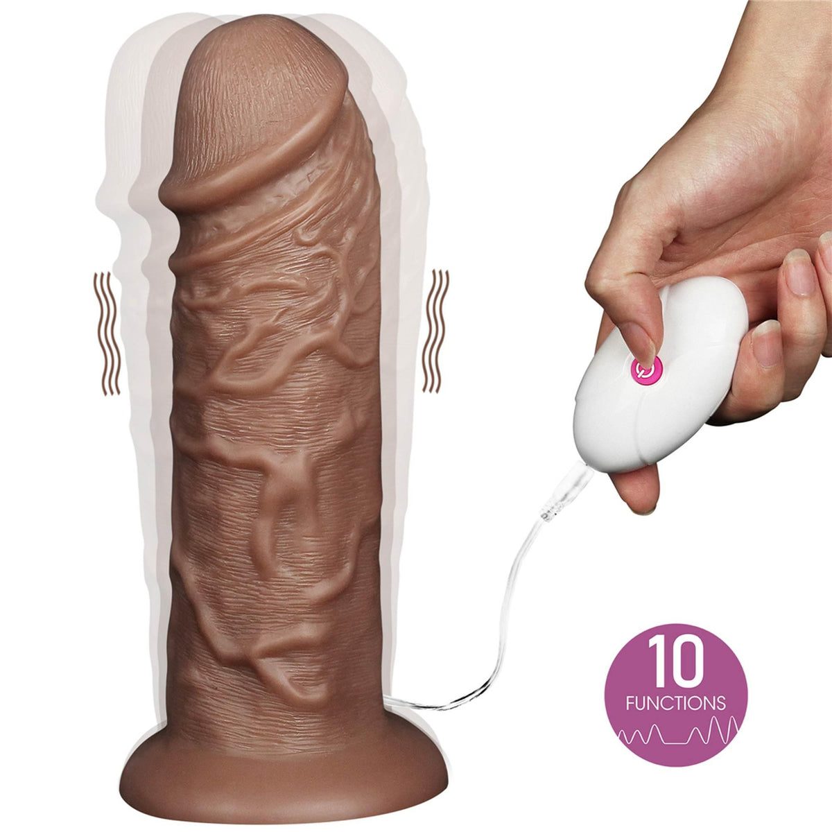 Realistic vibrator Chubby 2 speeds – remote control, with suction cup, nude | Lovetoy