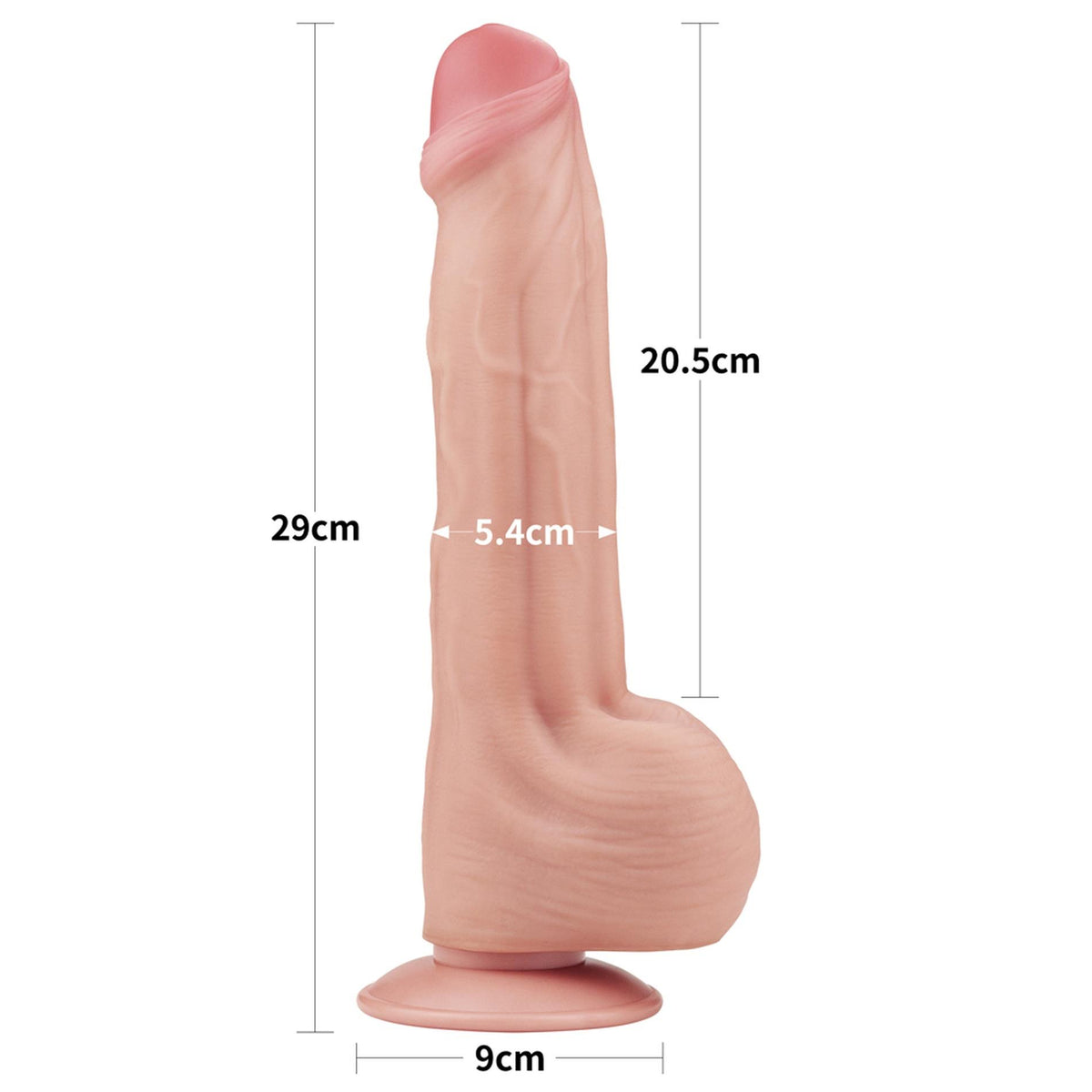 Dildo realista King Sized Layer 29 cm – com ventosa, duplo, nude | Lovetoy
