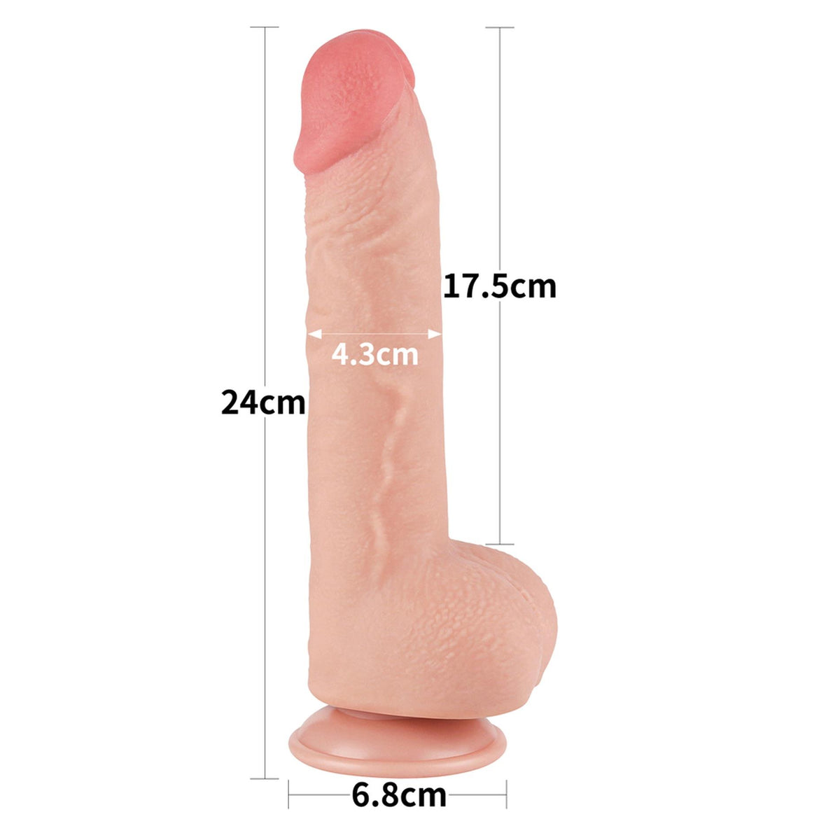 Consolador realista Layer 24 cm – con ventosa, doble, nude | Lovetoy
