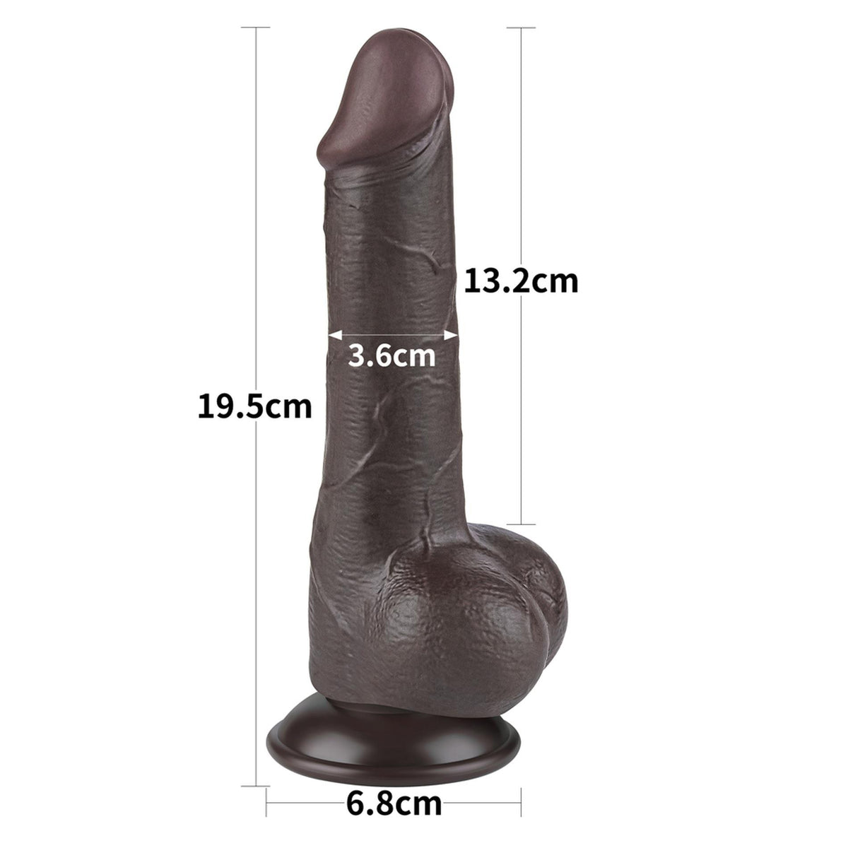Consolador realista Layer 19.5 cm – con ventosa, vibrador, negro 10-LV317403 | Lovetoy