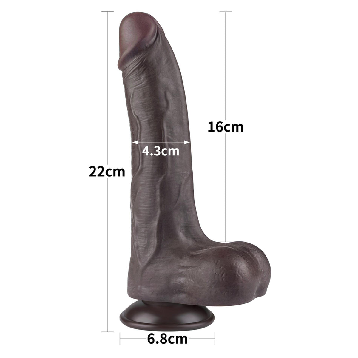 Realisztikus dildó Layer 22 cm – tapadókorongos, vibrációs, fekete 10-LV317409 | Lovetoy