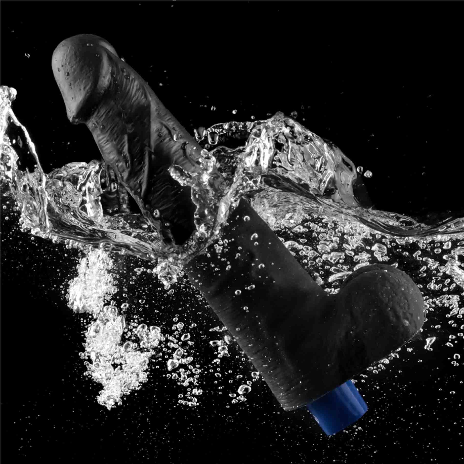 10.5" REAL SOFTEE Rechargeable TPE Vibrating Dildo(Black)