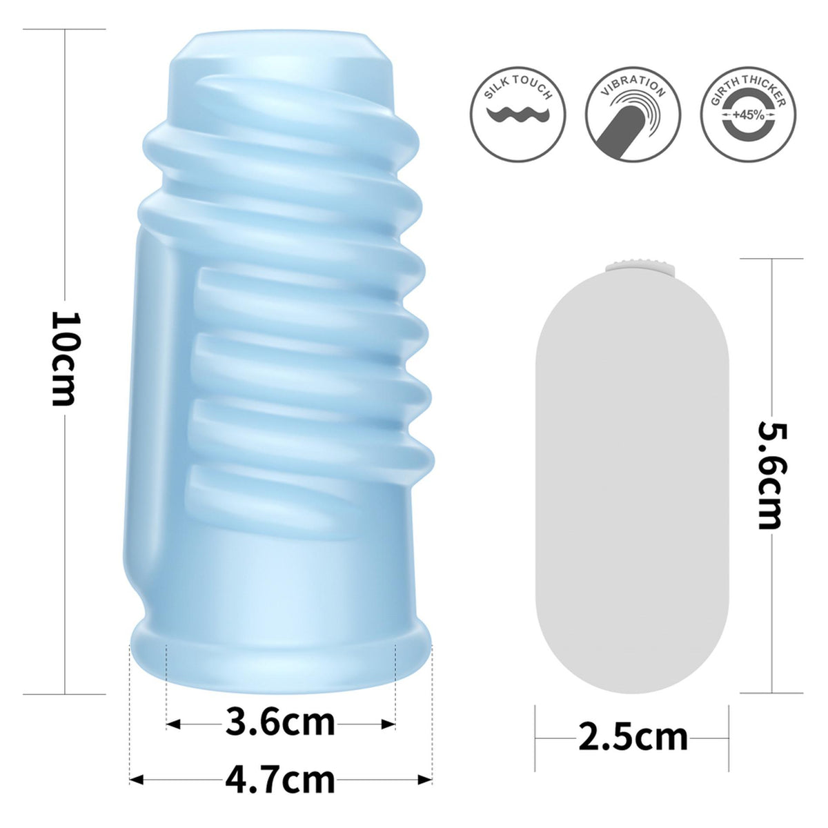 Penis sleeve Spiral Knights 10 cm – hollow, vibrating, blue | Lovetoy