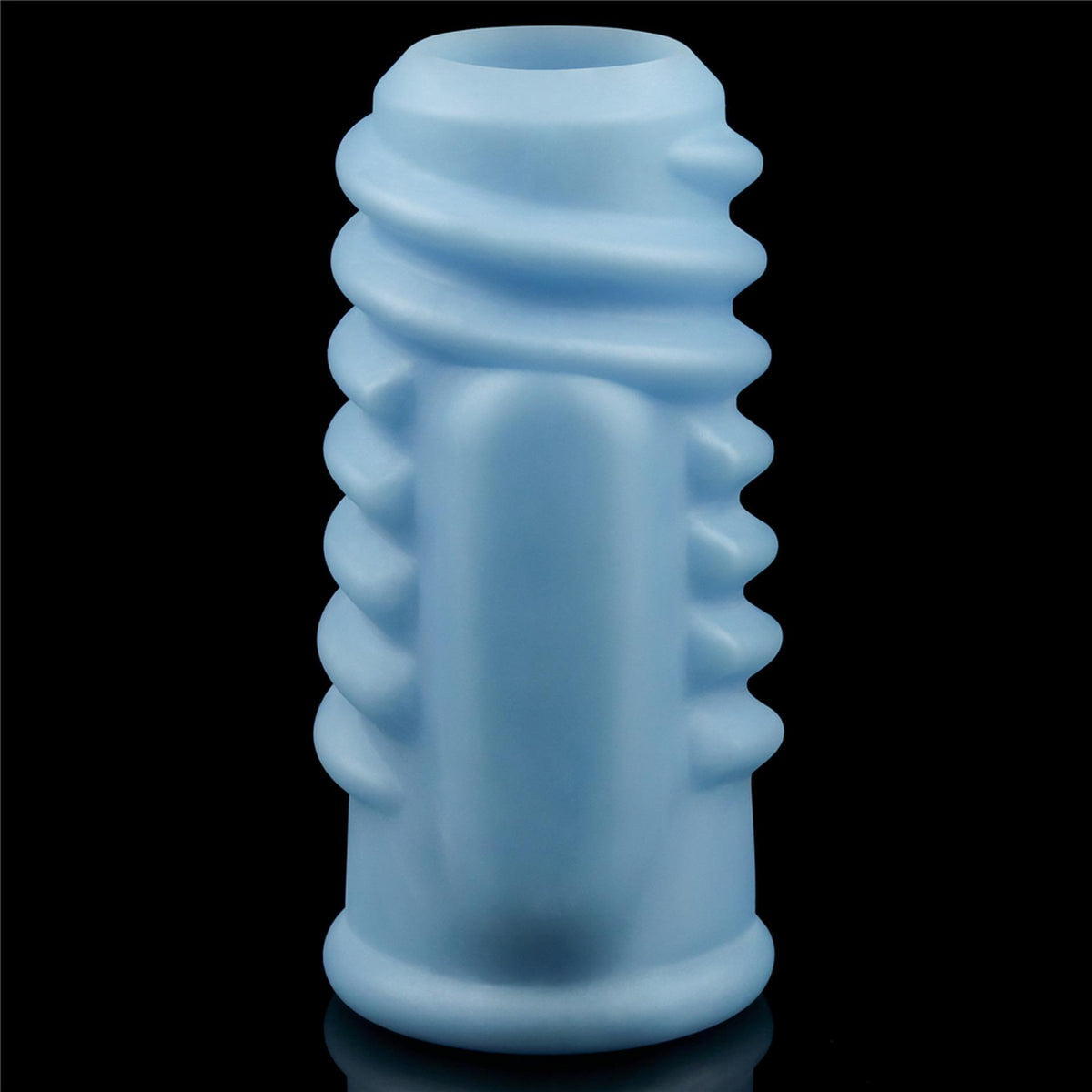 Penis sleeve Spiral Knights 10 cm – hollow, vibrating, blue | Lovetoy