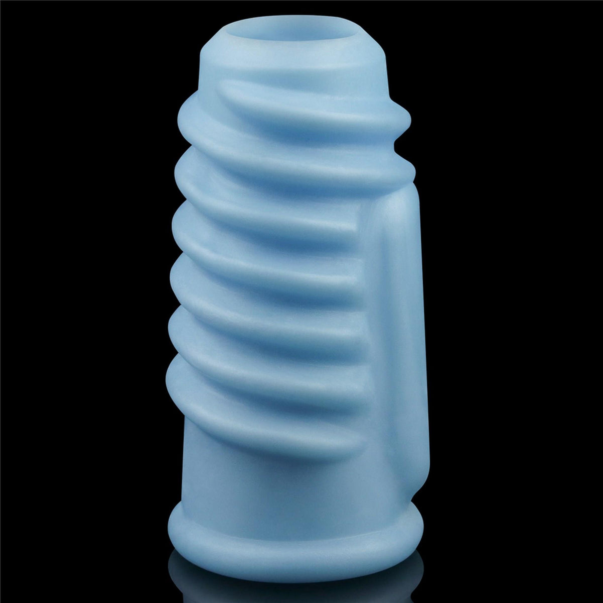 Penis sleeve Spiral Knights 10 cm – hollow, vibrating, blue | Lovetoy
