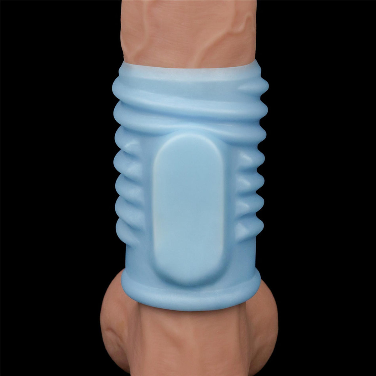 Penis sleeve Spiral Knights 10 cm – hollow, vibrating, blue | Lovetoy