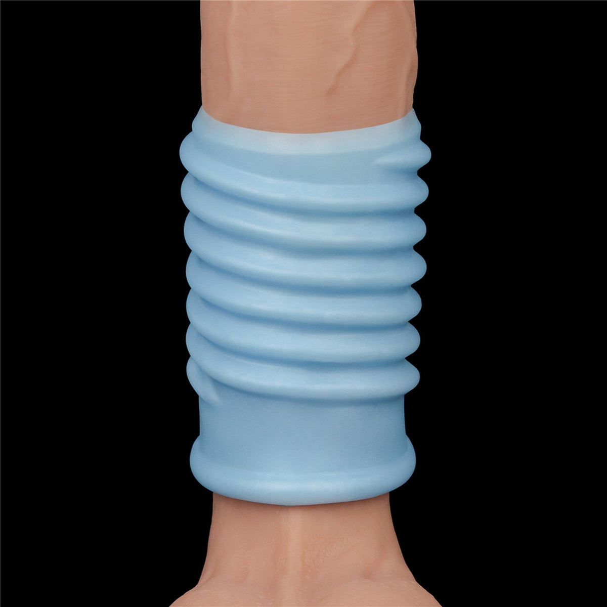 Penis sleeve Spiral Knights 10 cm – hollow, vibrating, blue | Lovetoy