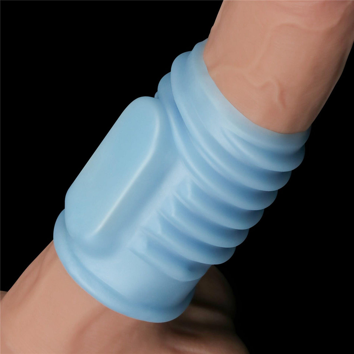 Penis sleeve Spiral Knights 10 cm – hollow, vibrating, blue | Lovetoy