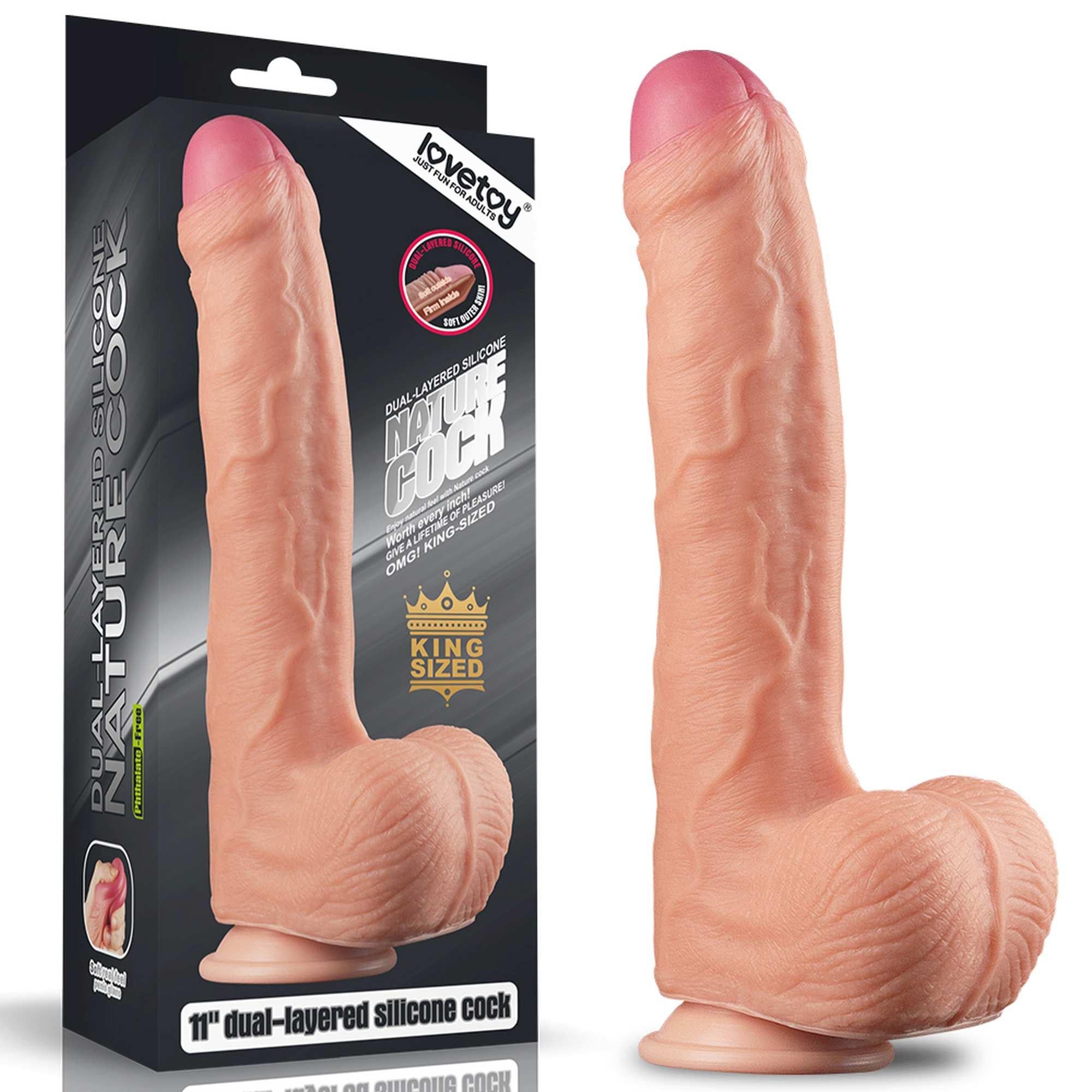 11″ Dual Layer Platinum Silicone Cock
